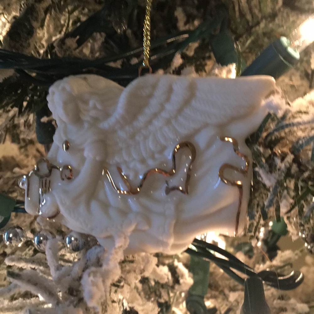 Elegant White and Gold Angel Ornament